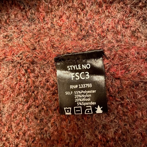 POL women’s open front wool blend cardigan in burgandy, oversized, size S - Picture 4 of 8